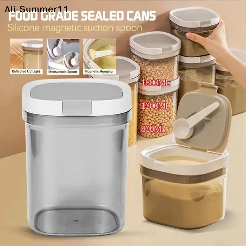 【A6L】Contenedor hermético para leche en polvo de 800/1300/1800 ml, contenedor para almacenar leche, caja para almacenar leche en polvo, almacenamiento de alimentos con cuchara