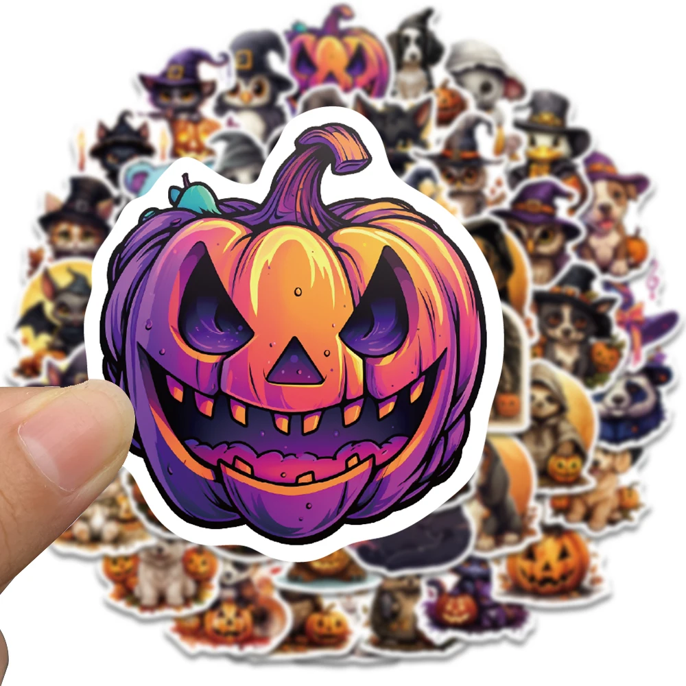 50PCS Cartoon Animal Halloween Sticker Laptop Waterproof Phone DIY Suitcase Art Cafe Phone Luggage Suitcase Decals Stickers