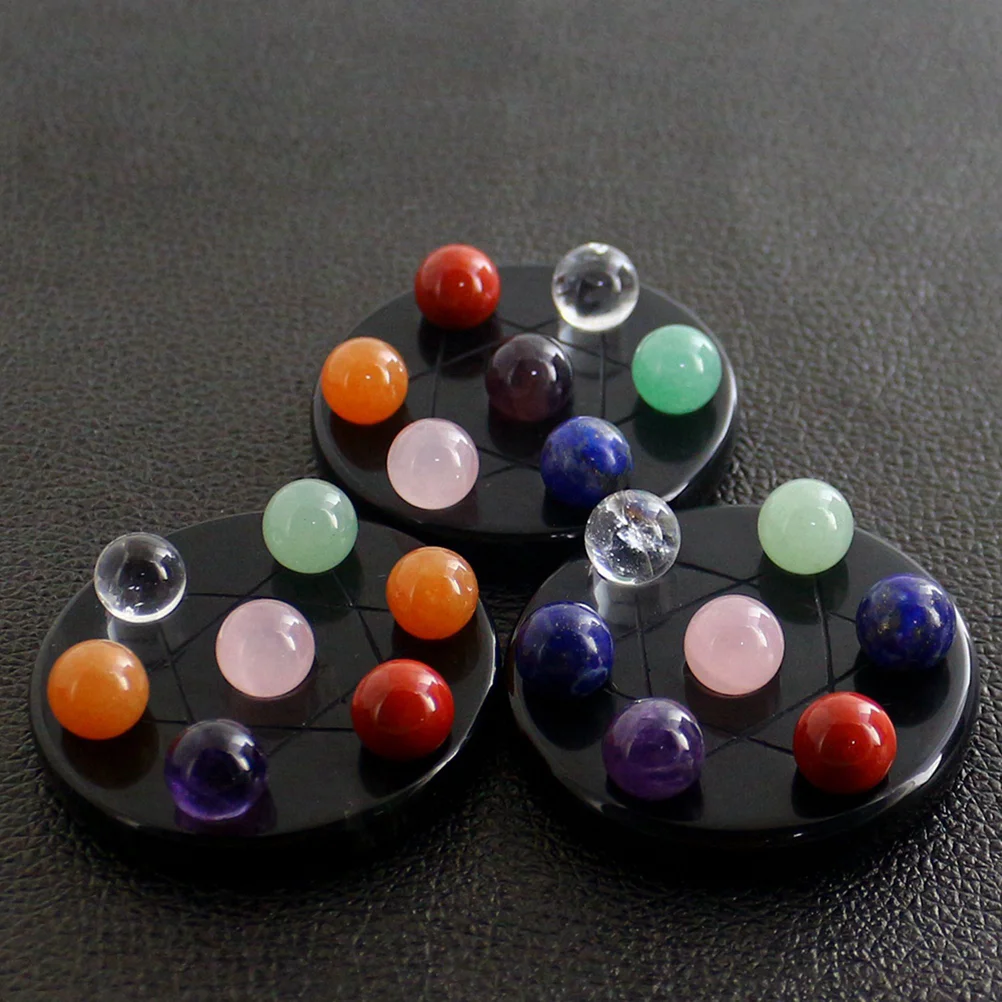 7 Chakra Seven-star Appetizer Plate Decorate Crystal Beads Gemstone Ball Stones