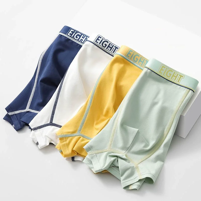 6Pcs Solid Color Men's Soft Mid Waist Flat Angle Pants, Sexy Comfortable Breathable Fashionable Underwear, Elastic Underwear