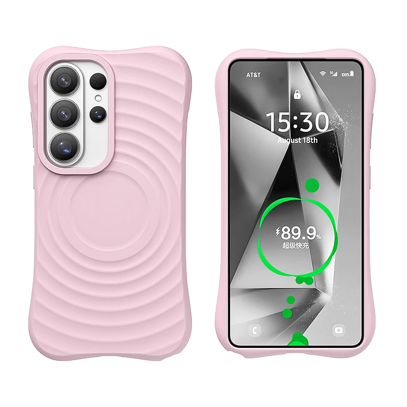 Ripple Liquid Silicone Magnetic Case for Samsung Galaxy S26 Ultra S25 Plus S26+ S25+ S26Ultra for Magsafe Wave Soft Phone Cover
