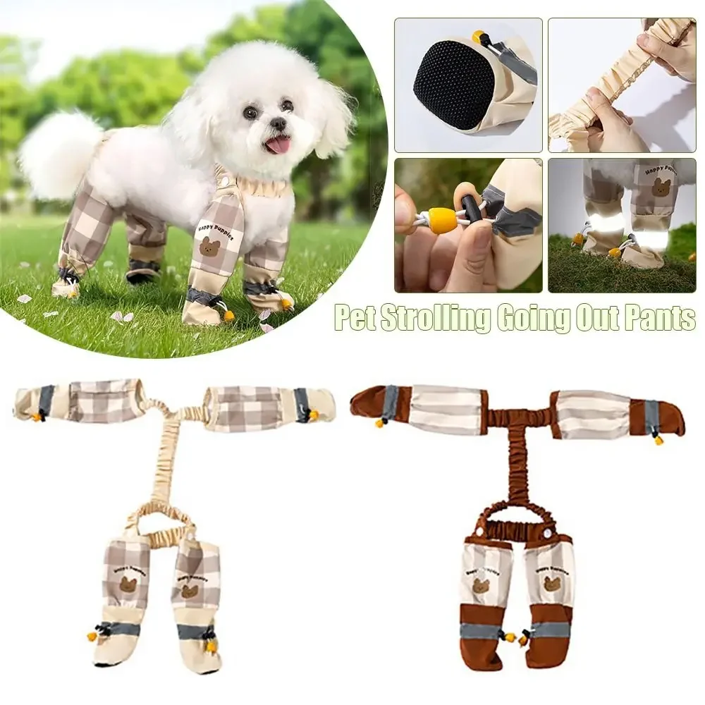 

Reflective Stripe Pet Strolling Going Out Pants Full Leg Protection Dust-proof Dog Four-Legged Pants Waterproof Adjustable