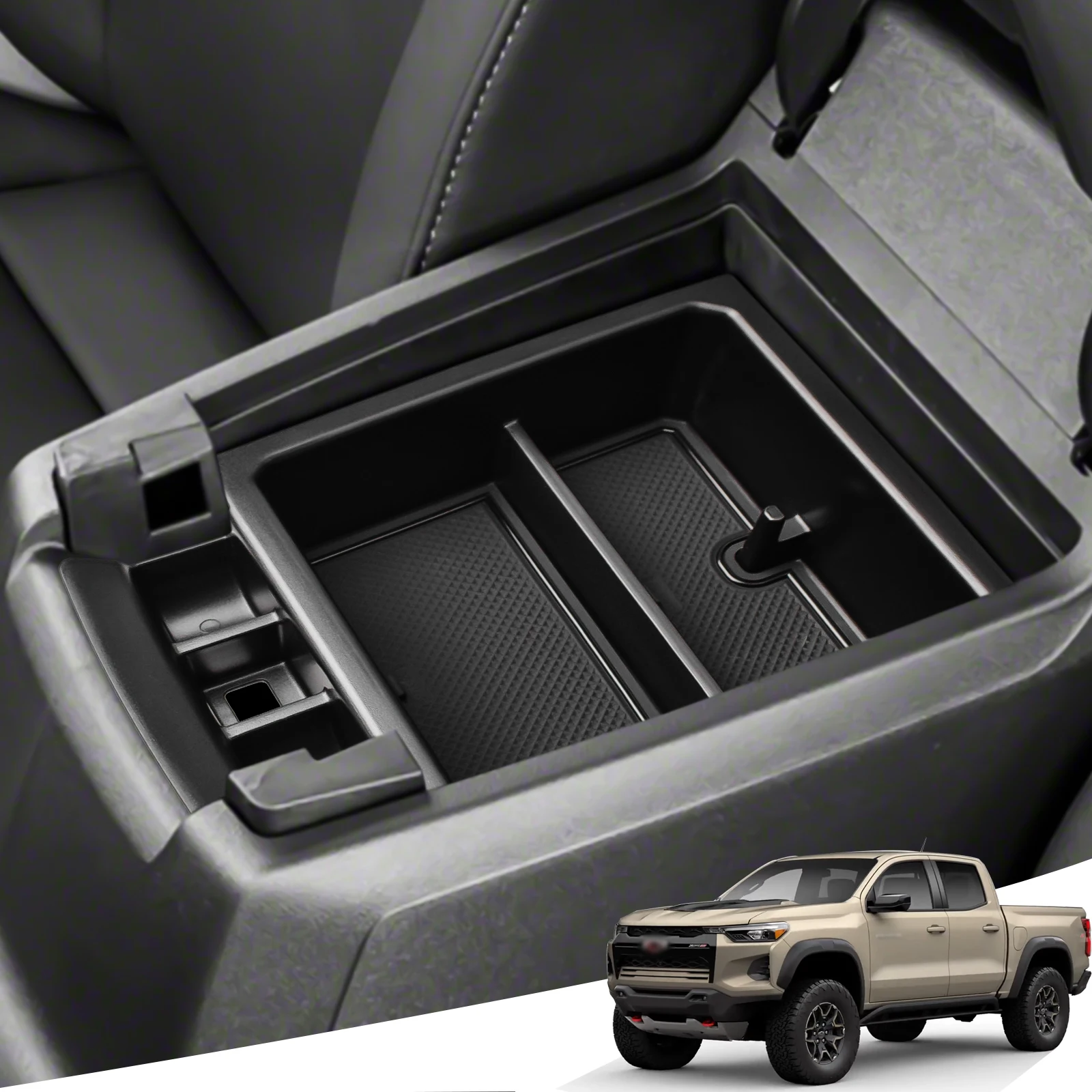 

For 2023 2024 Chevy Colorado/GMC Canyon Armrest Storage Box ABS Center Console Organizer Armrest Tray Storage Accessories Box