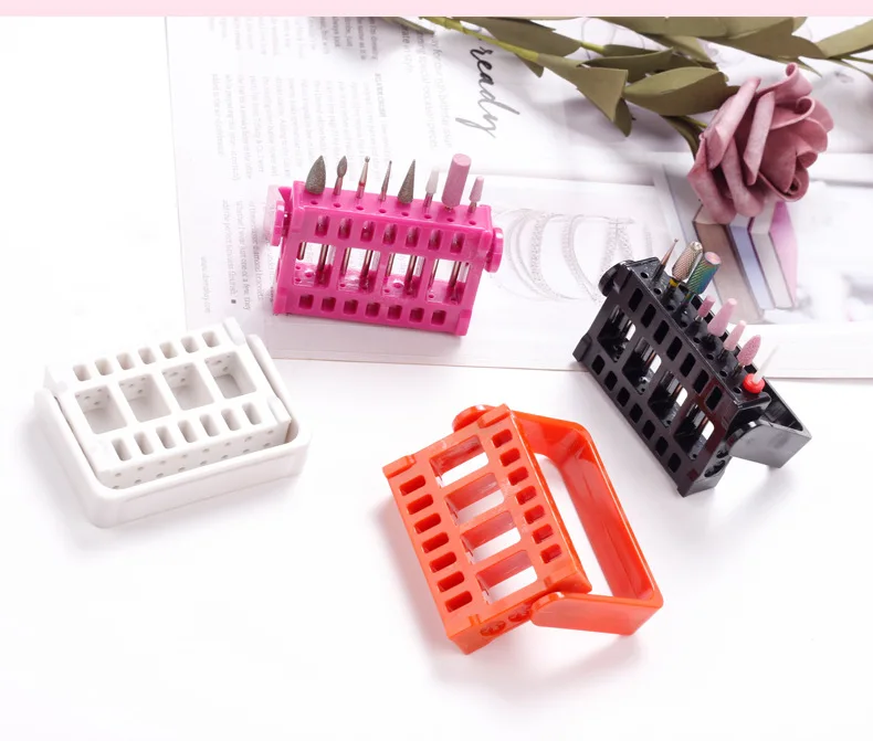 1pc 16 Löcher ABS Acryl Einstellbare Nagel Bohrer Display-ständer Schleifen Kopf Halter Lagerung Box Maniküre Bohrer Zubehör – Detail 6