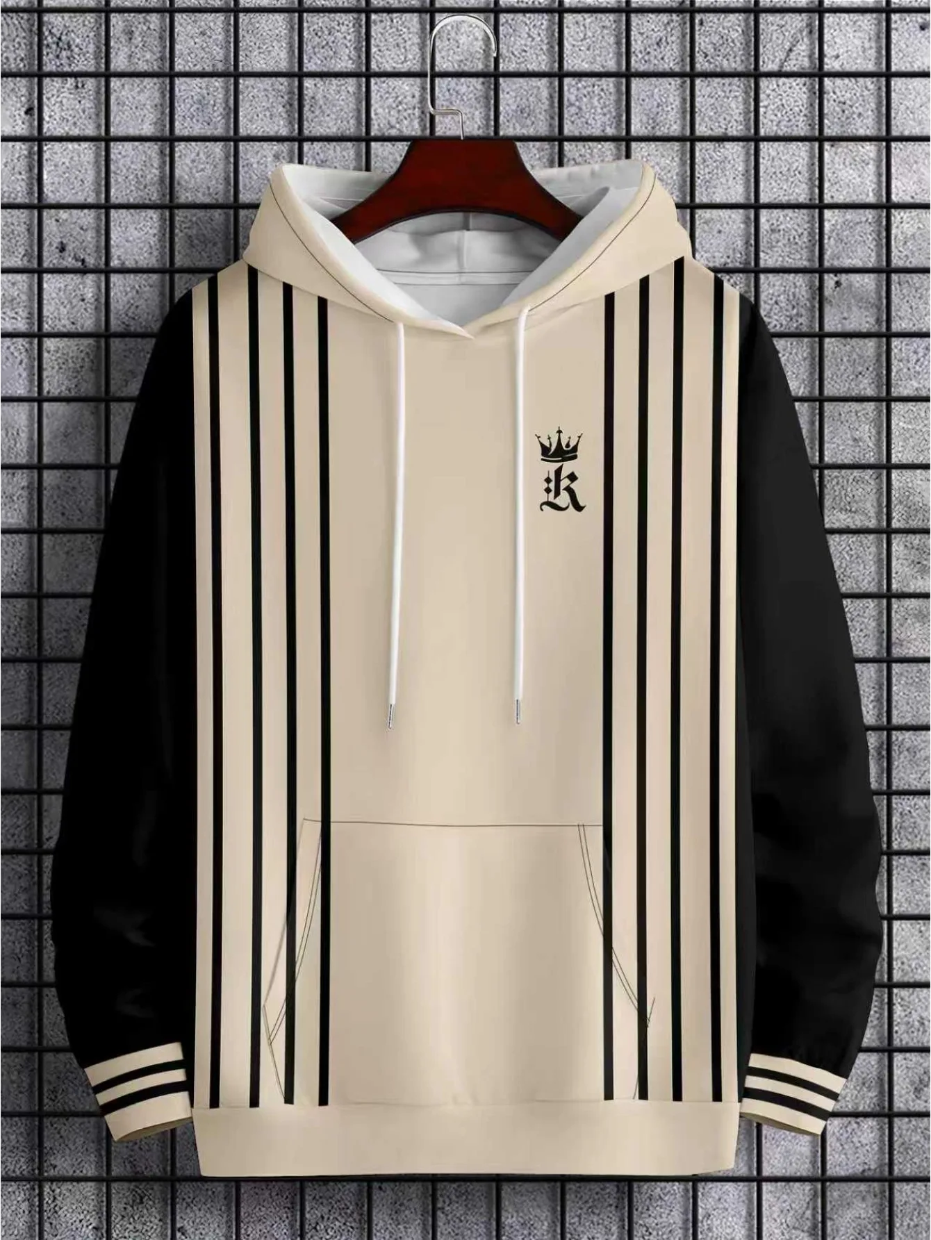 New model: men’s hooded long-sleeve loose-fitting casual printed basic sweatshirt. Perfect for young people in spring, summer, a