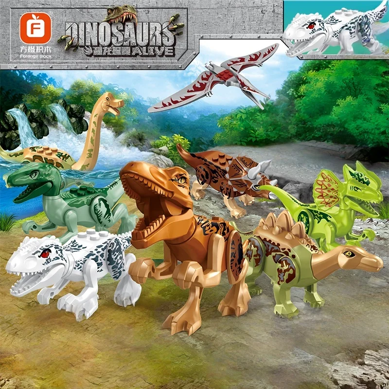 Jurassic Dino World Tyrannosaurus Off-Road Vehicle Triceratops Transport Truck Building Blocks Dinosaur Bricks Birthday Toys ﻿ view 6
