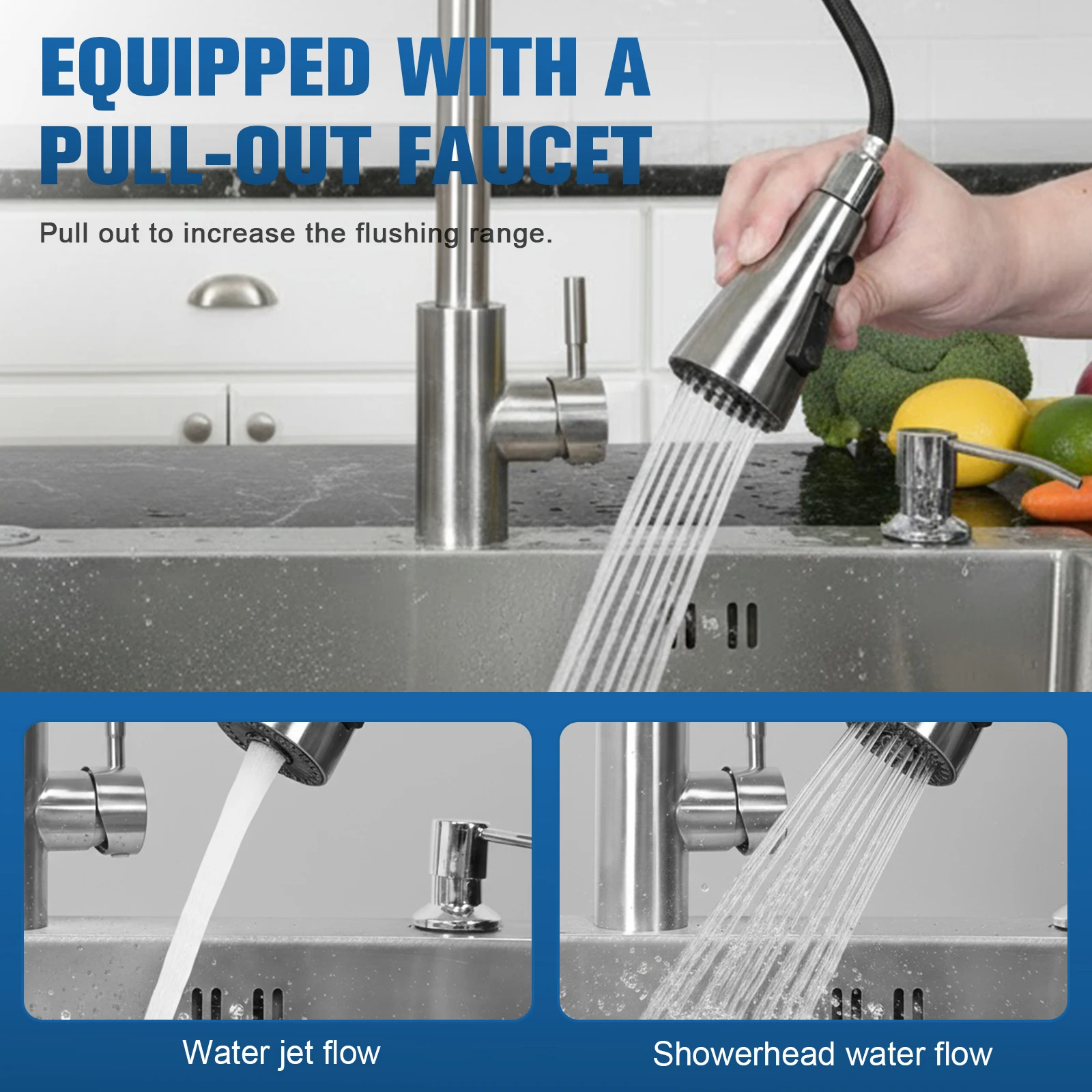 

Kitchen Sink with Faucet Household Dishwasher Sinks with Faucet and Multiple Accessories Multifunctional Sink for Prep Kitchen