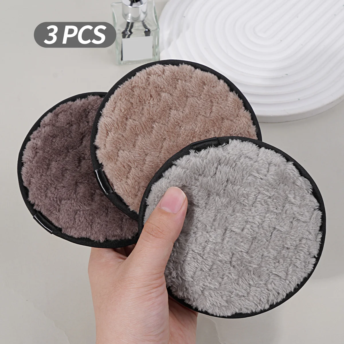 MAANGE 3PCS Makeup Remover Pads Reusable Cotton Pads Soft Microfiber Facial Towel Makeup Cleaning Wipes Skincare Cosmetic Tools