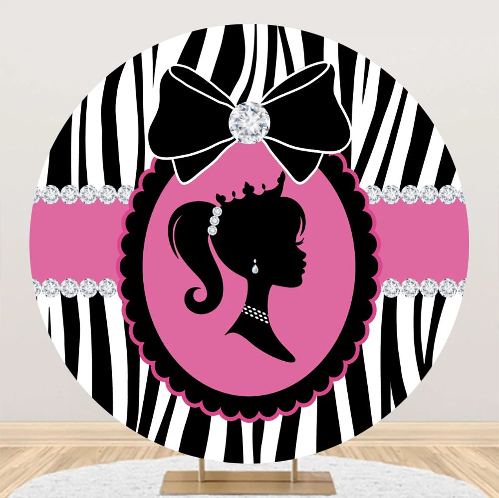 공주 소녀 생일 원형 배경 커버, 핑크 성 꽃 나비 베이비 샤워 원형 배경, 사진 소품