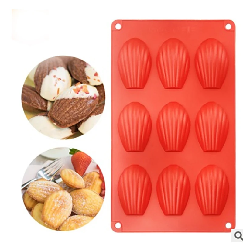 Juego de moldes para hornear pasteles de concha de 9 cavidades para hacer velas y cera perfumada derretida comida para bebés trufas de Chocolate, jabón, gelatina, dulces