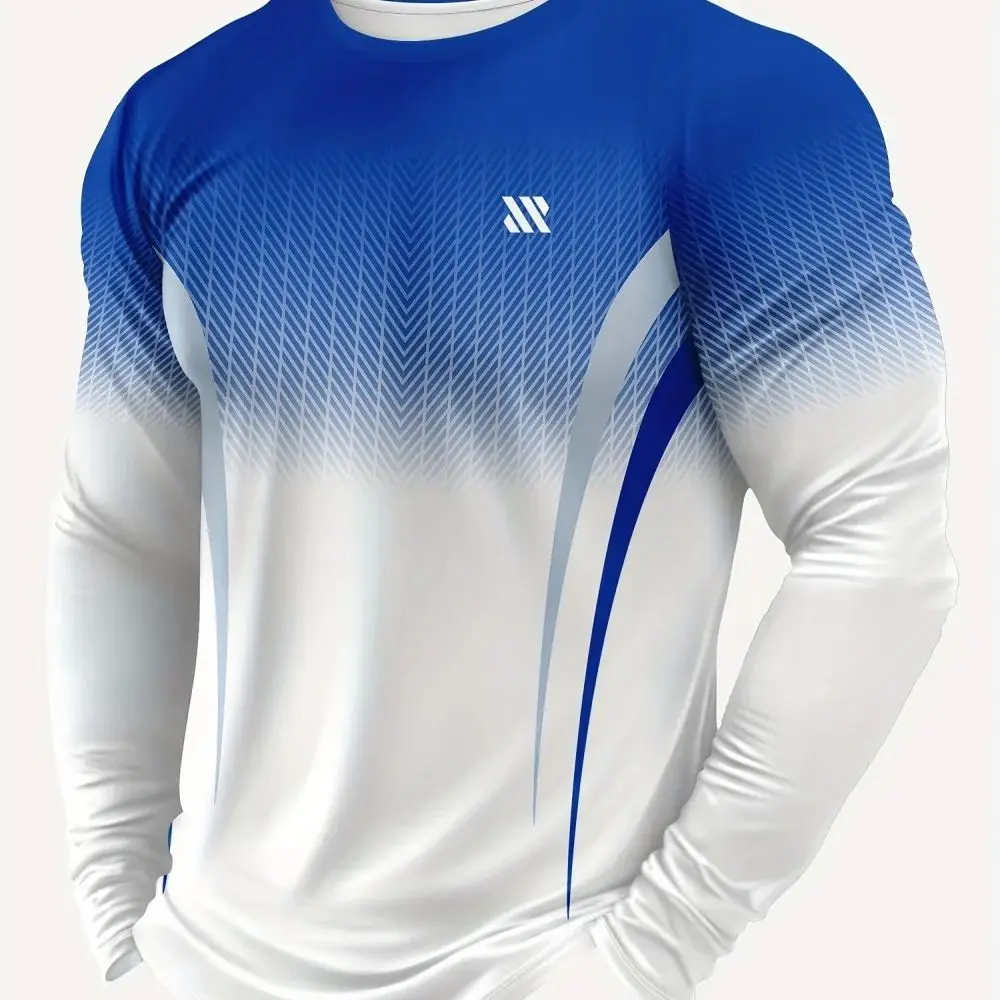 Modisches Langarm-Sportshirt mit Farbverlaufmuster, atmungsaktiv, bequem, lässiges Sport-Oberteil, Unisex, vielseitiger Stil, Kinder-T-Shirt – Detail 4