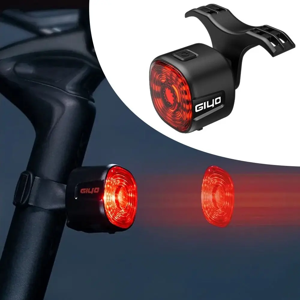 Rechargeable Smart LED Bike Brake Tail Light 6 Modes IP66 Waterproof Mountain Helmet Warning Light Stop Signal Type-C