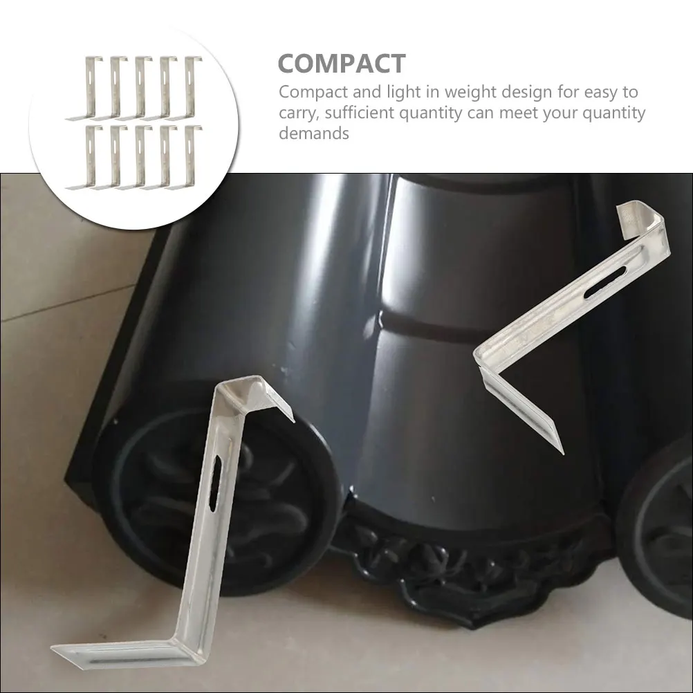 

10pcs Non-slip 100mm Roof Tile Clips Metal Parts Durable Tile Fixing Hook Strong Reusable Home Supplies Hardware