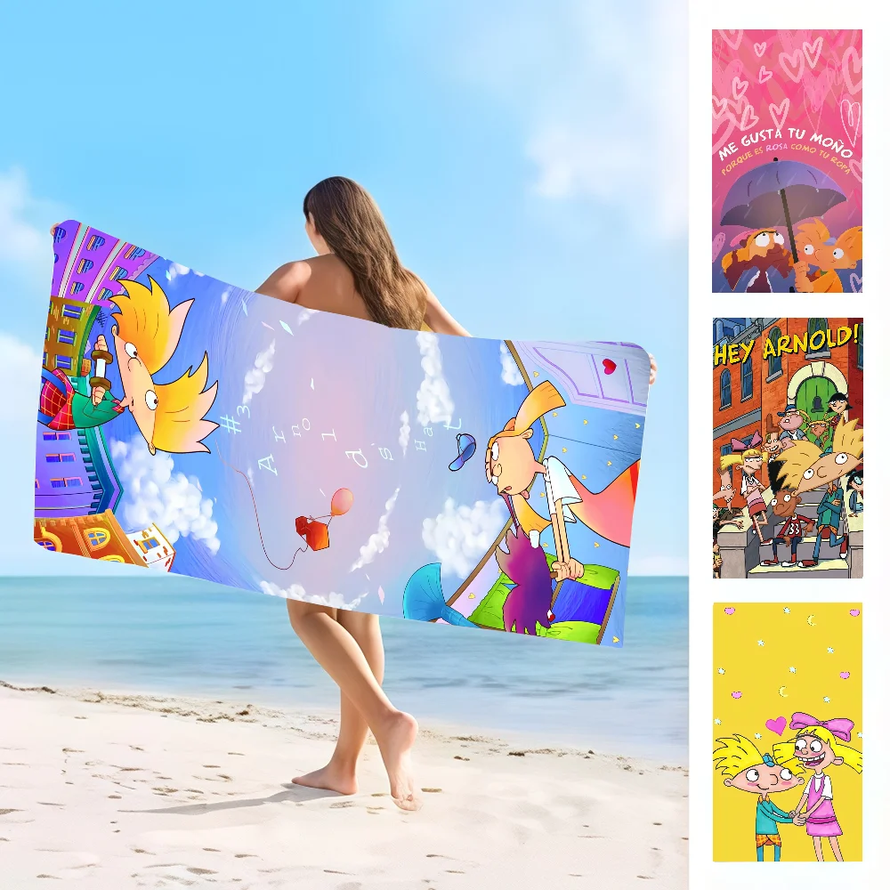 

Cartoon H-Hey Arnold Towel Absorbent microfiber beach towel，quick drying, for swimming, camping, yoga and outdoor beach