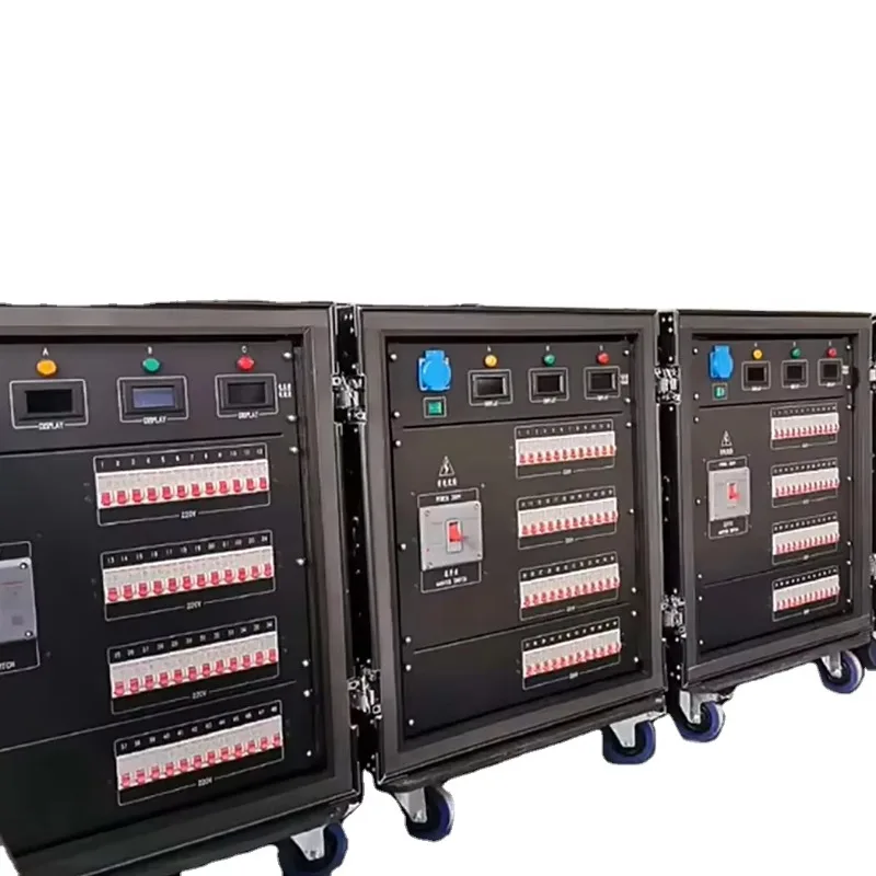 Three-phase power distribution box rack with aluminum alloy housing, 380V AC 63A, air box for stage lighting