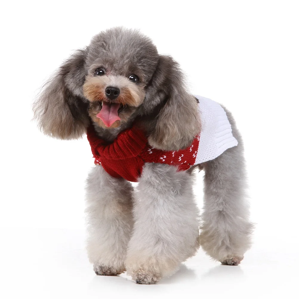 

Pet Puppy Deer Sweater Winter Warm Clothes Red White Size S Christmas Party Dog Clothes for Outdoor Use Pet Sweater