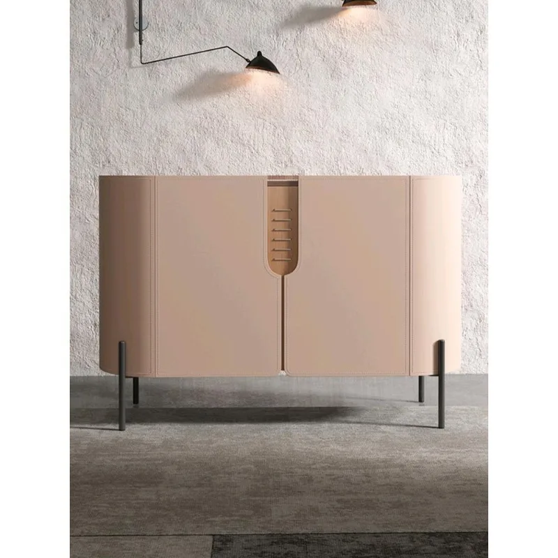

Saddle leather dining side cabinet can be rock slab modern living room storage small apartment household entrance cabinet