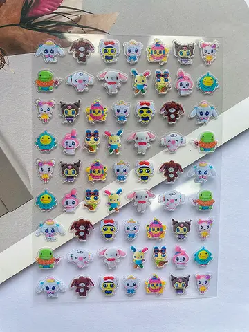 Mini pvc kawaii eletrônico animal de estimação cartaz bens adesivos arte do prego hellokitty kuromi diy loptop garrafa parede caso telefone amigos presentes