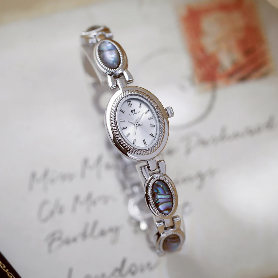 Ladies Watch Luxury Elegant Colourful Shell Bracelet Dress Gift Fashion Stylish Small Oval Dial Women Quartz Watches