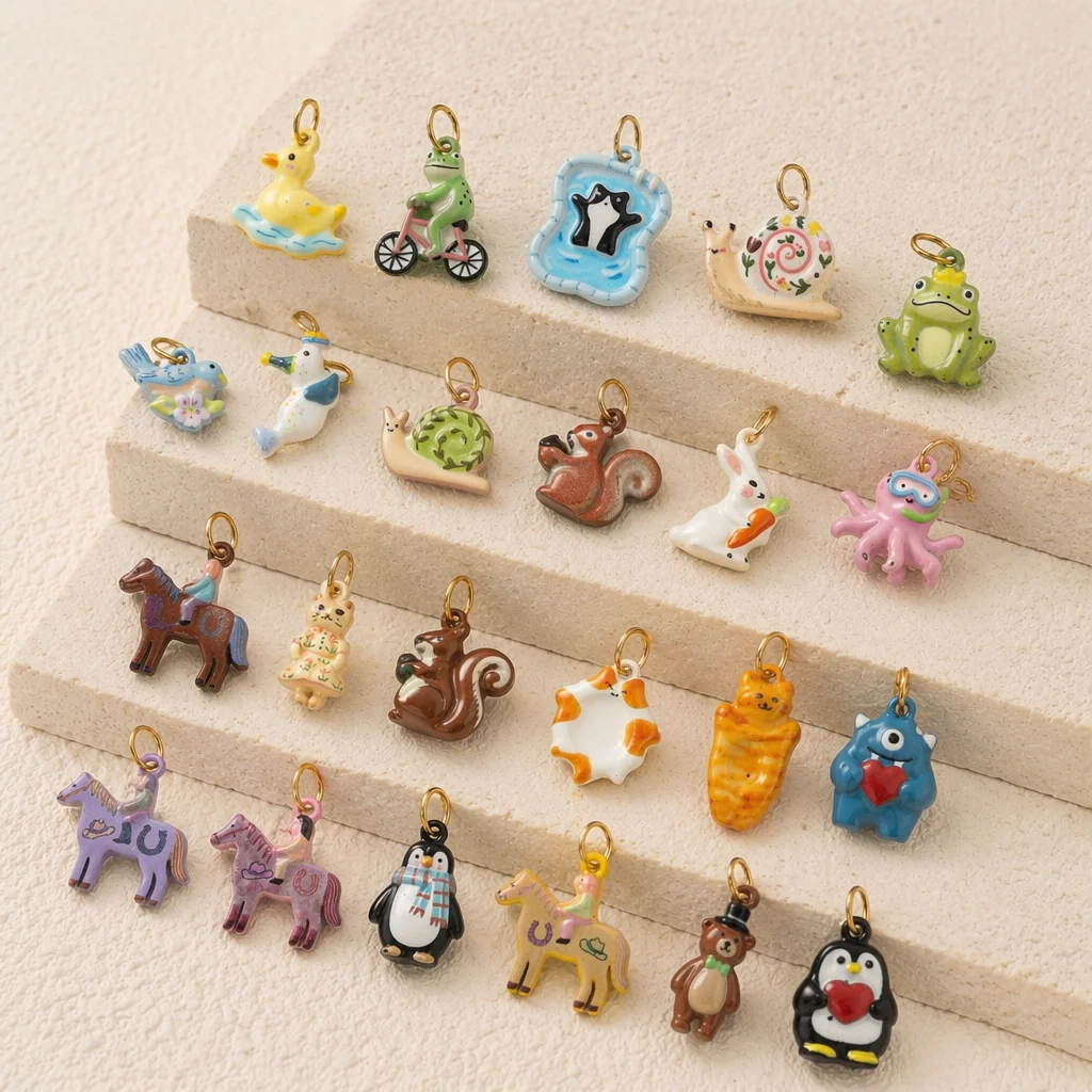 Einfache, beliebte, niedliche, romantische Kätzchen-Liebes-Pinguin-Anhänger aus Edelstahl zum Selbermachen für Schmuck. – Detail 1