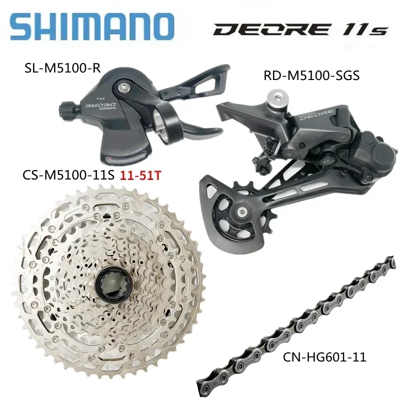 

SHIMANO DEORE M5100 11Speed Groupset Shifter Rear Derailleur Cassette 42/51T Chain HG-601 X11 parts for MTB bike 11S groupset