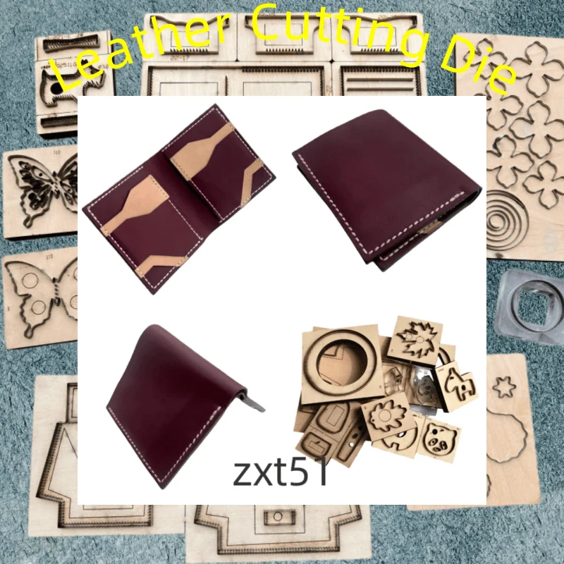 Die Cut Wooden Mold ZXT051, Hand Template for Double-Sided Folded Leather Wallet Craft Processing