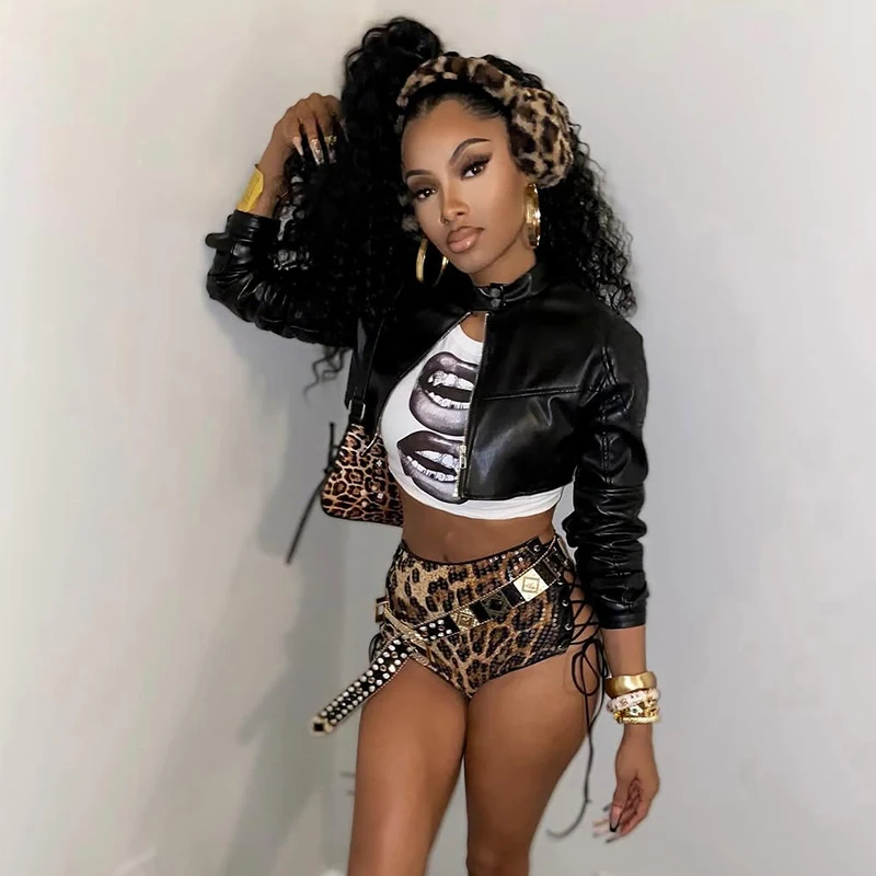 CUTENOVA Leopard Print Hollow Out Cross Tie Rope Low Waist Exposed Navel Sequins Casual Shorts Women'S Summer New Sexy Shorts