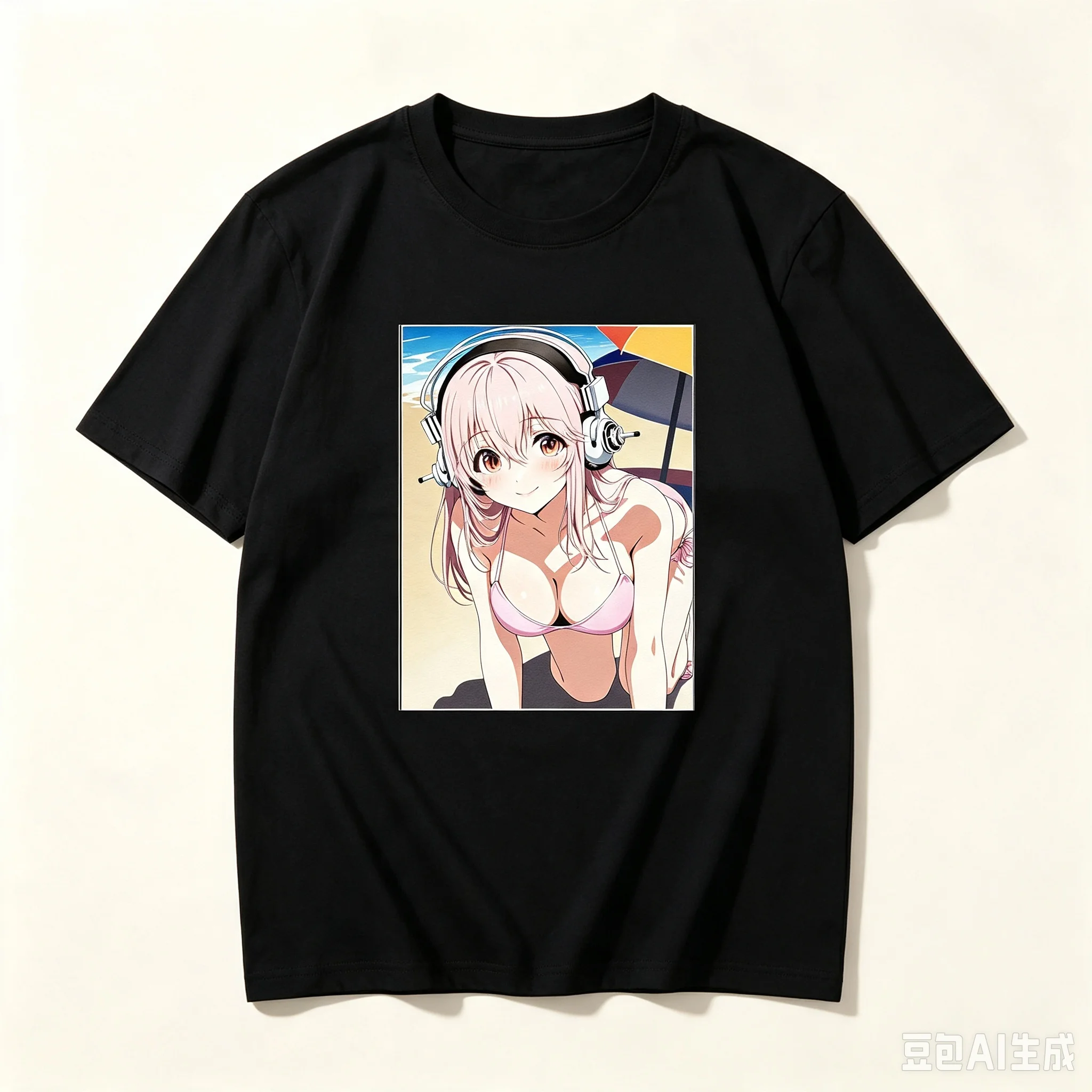 Summer Anime Crew Neck T-shirt Printed with Super Sonico from SoniAni: Super Sonico The Animation Women And Men T-shirt