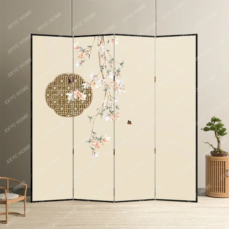 Chinese Style Subareas Screens Living Room Entrance Entrance Decoration Removable Folding Covering Flowers and Birds