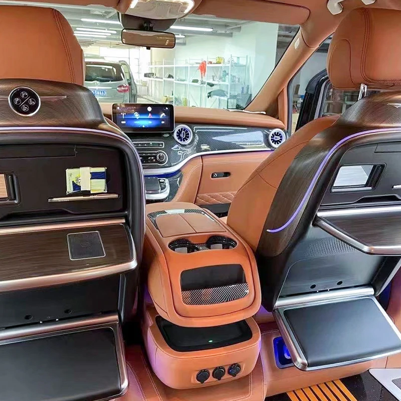

High-quality car interior, central luxury armrest box ABS modified leather bag, built-in refrigerator, multi-functional storage