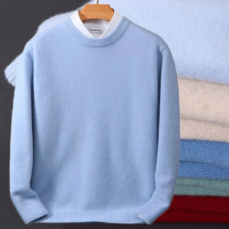 

Кашемировый свитер, пуловеры с круглым вырезом, мужские свободные рубашки большого размера M-3XL, трикотажная нижняя рубашка, осень-зима, новый корейский повседневный мужской топ