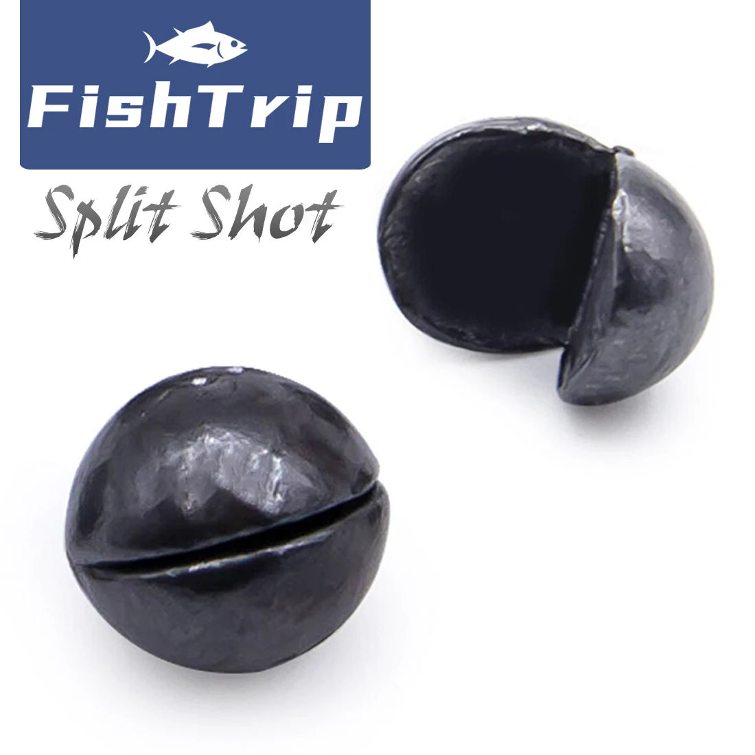 FishTrip Split Shot Fishing Weight Sinker 50pcs Round Removable Fishing Lead Sinkers Saltwater Freshwater Fishing Tackle