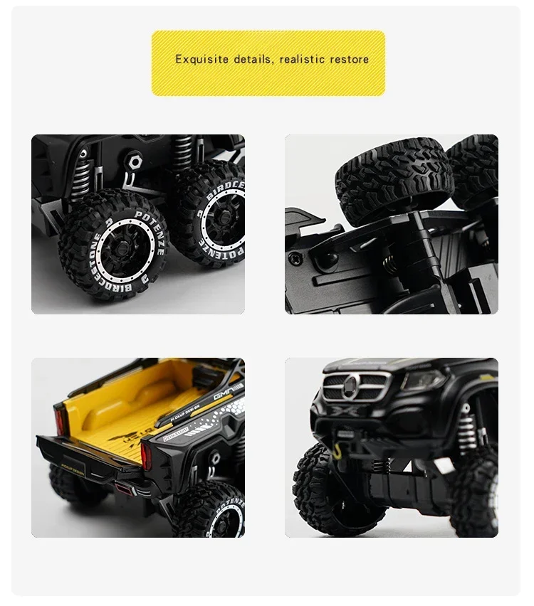 Model Of XCLASS EXY 6X6 Pickup 1:28  Metal Toy Car Sound Light Simulation Car Pull Back Model Toys For Boys Light Toys