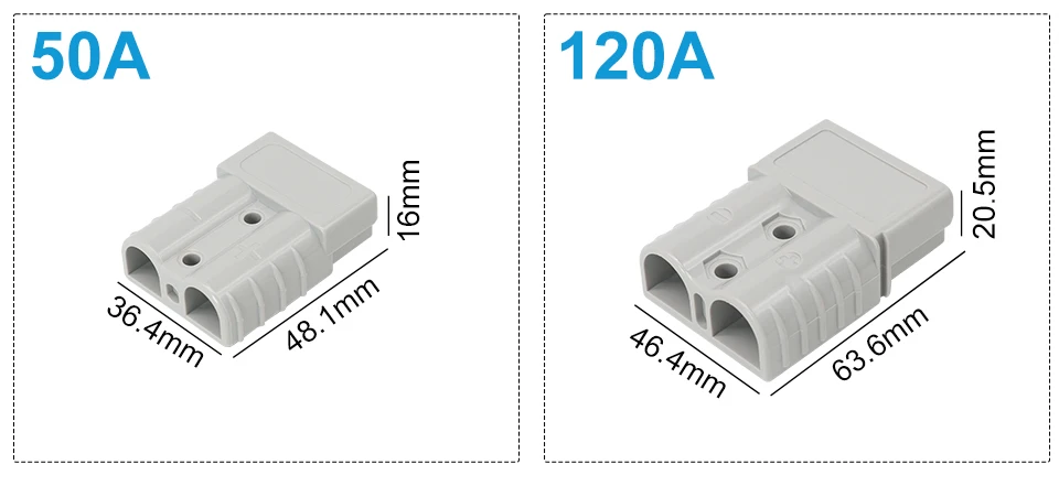 OMCH 50A 10awg/120A 8awg 1to2 Splitter 30cm Draht Stecker Hochstrom Solar Batterie Verlängerung Ladekabel – Detail 4