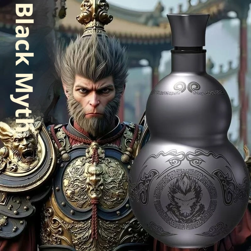 Black Myth Wukong Themed Gourd Shaped 304 Stainless Steel 500ml Insulated Cup Wine Pot Portable Outdoor Lanyard Wine Bottle