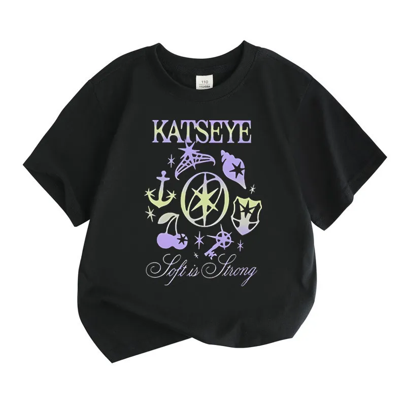 KATSEYE Collection: Korean Girl Group Children's T-shirt Summer Top, Cotton Short-sleeved, Suitable for Young Children.