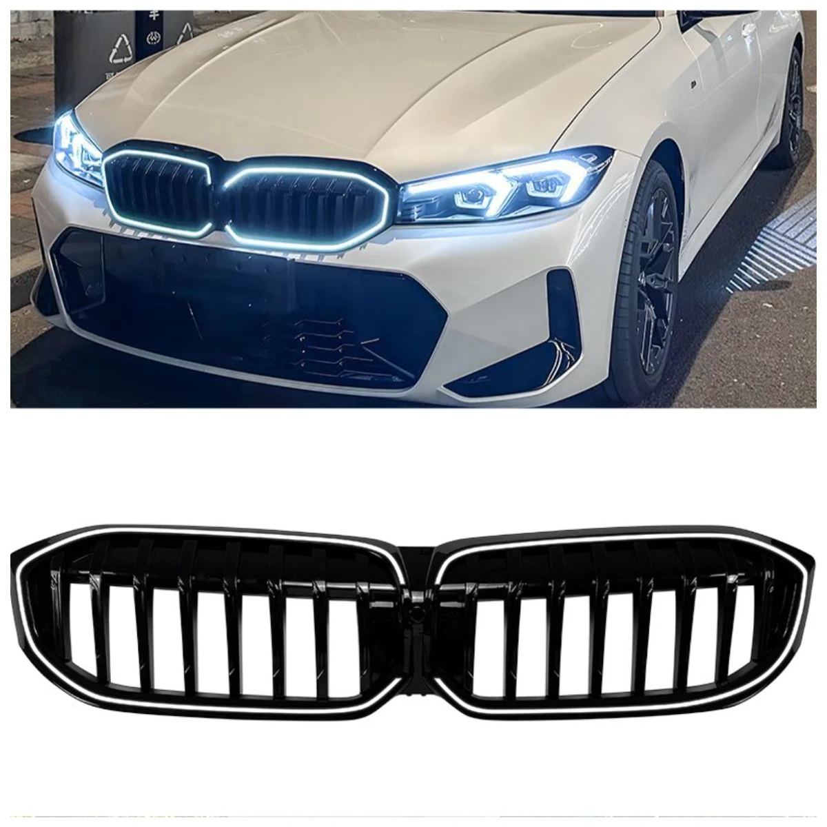 

Подходит для BMW 3 серии G20 G21 G28 LCI 2023+ — светодиодная лента для модификации решетки радиатора (однолинейная).