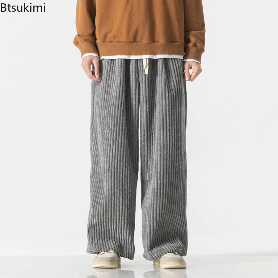 Man Autumn Loose Corduroy Harem Pants Men Solid Color Casual Sweatpants Mens Hip Hop Trousers Fashion Drawstring Jogging Pants
