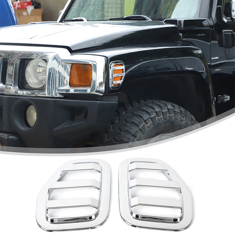 For Hummer H3 2005-2009 ABS silver car side turn signal protective grille decorative sticker exterior modification accessories