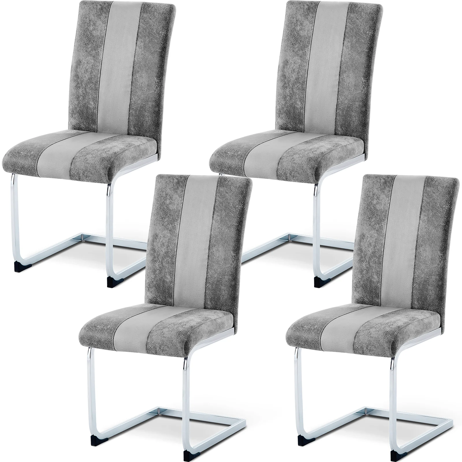 JYMTOM Eetkamerstoelen Kunstleer Cantilever Schommelstoelen Keukenstoelen met Hoge Rugleuning Verchroomd Metalen Frame - afbeelding 2