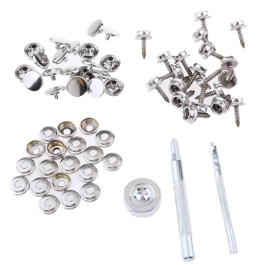 63Pcs Button Fastener Kit 15mm Screw w/ Installation Tool