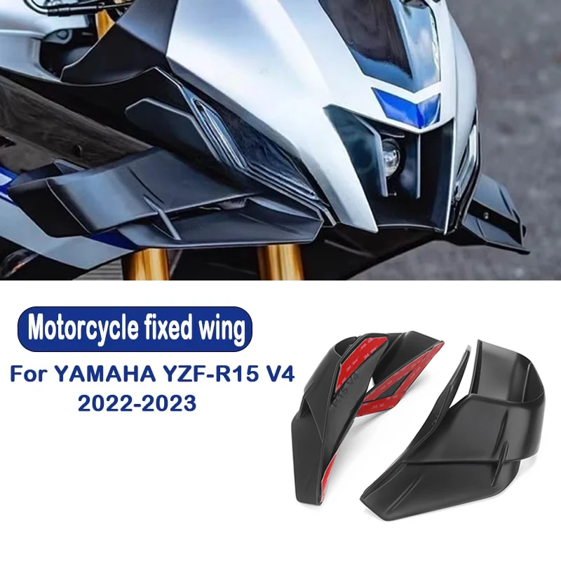 

Для YAMAHA R15 YZF R15 YZFr15 V4 2022 2023 1 пара фиксированных крыльев ветра мотоцикла крыла аэродинамическая обтекатель черный