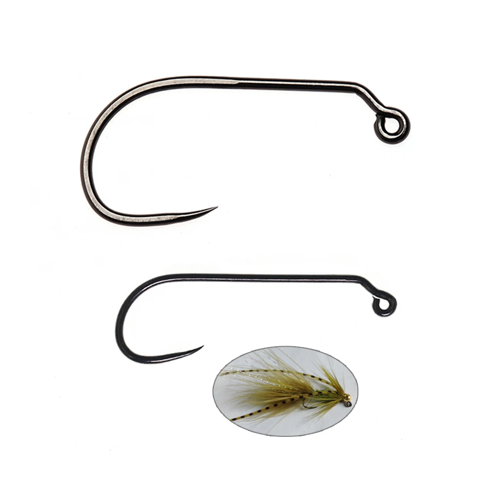 50pcs #1- #14 Carbon Steel Non-barbed 60 Degree Fly Tying Ji