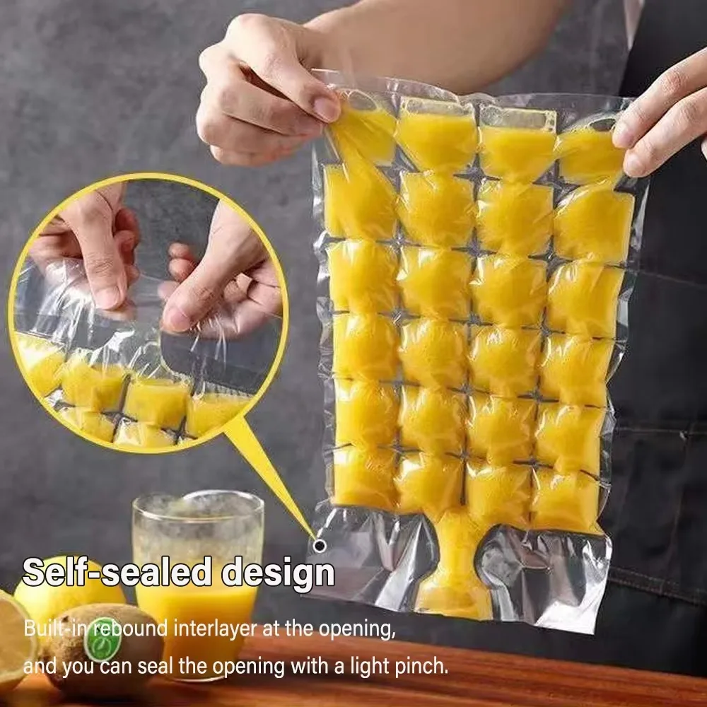 10PCS Portable Disposable Ice-making Bags Edible Frozen Lattice Faster Freezing Ice Maker Self-Seal Transparent Ice Cube Bags
