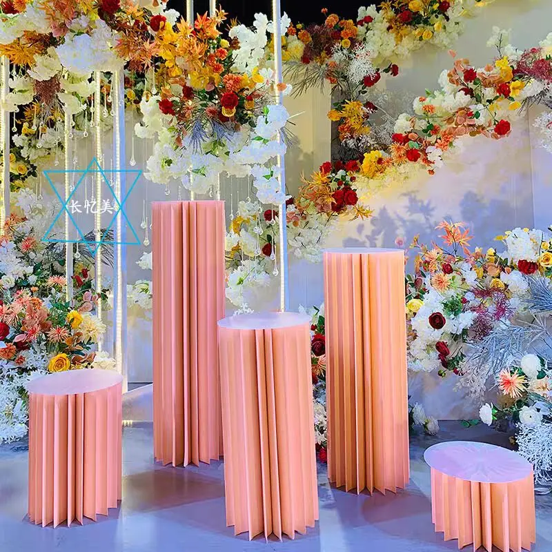 Party Decoration Paper Folding Cylinder Pedestal Display Rack Pillars For Wedding DIY Dessert Cake Table Stand Columns