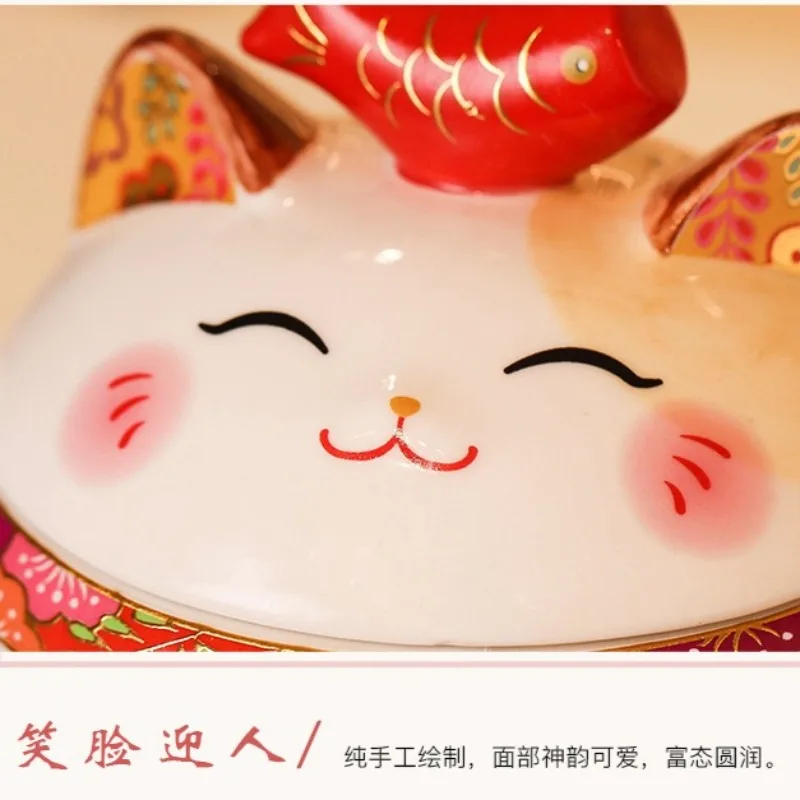 Japanese Lucky Cat Ceramic Airtight Jar Korean Cartoon Cat Storage Box Outdoor Home Portable Tea Canister Home Room Organizer 6