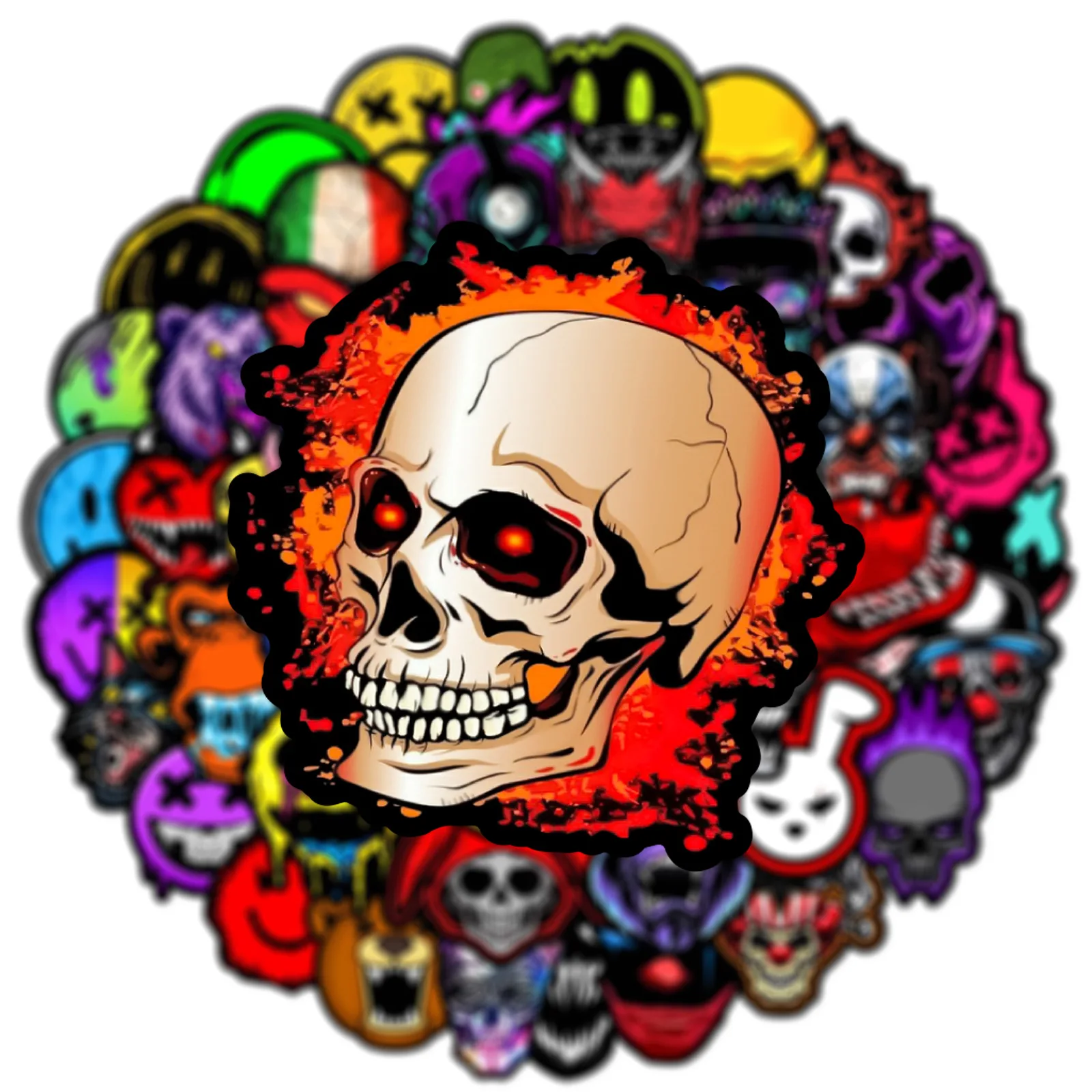 10/25/50pcs Horror Skull Grimace Stickers Graffiti for DIY Phone Laptop Guitar Travel Luggage Car Skateboard Helmet Bottle