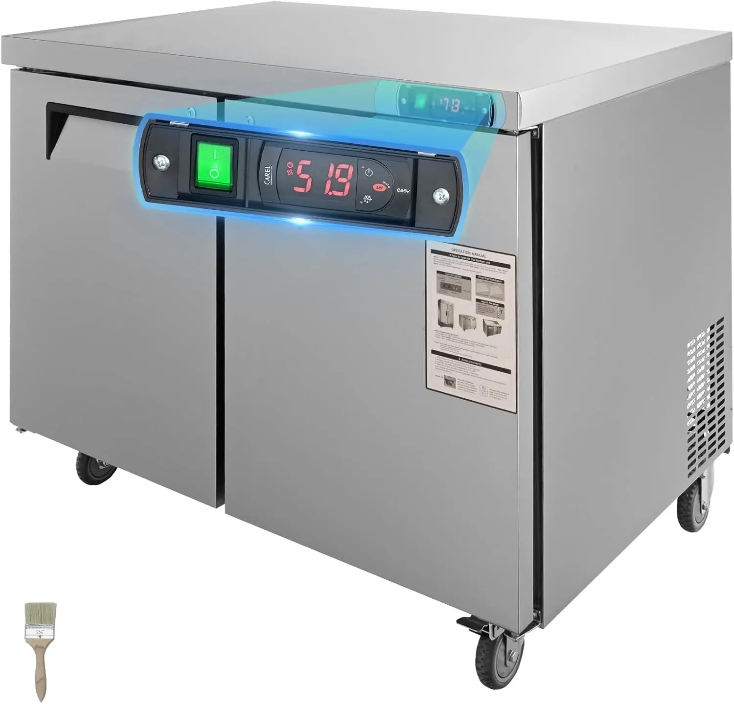 

Commercial Refrigerator, 48" Worktop Undercounter Refrigerator, 12.85 Cu. Ft Thick Stainless Steel Refrigerated Food Prep Statio