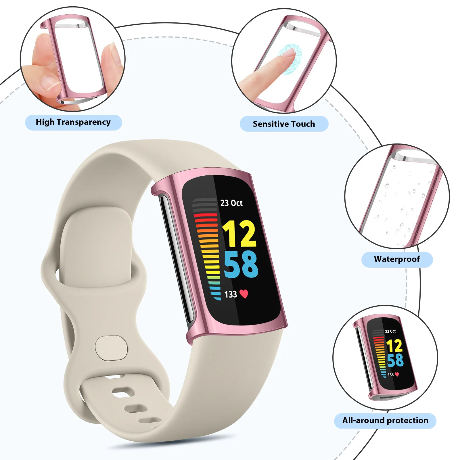 4pcs/3pcs/1pc Full Cover Case For Fitbit Charge 5 Cover Soft TPU Anti-scratch Screen Protector For Fitbit Charge 5 Shell Case