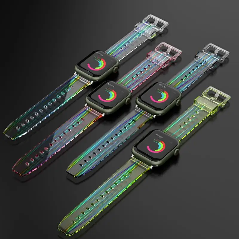 

New Fhx-35u Clear Aurora Strap for Apple iWatch Series 7 6 5 4 3 se Silicone Smart Watch band Bracelet 38(40)41mm 42(44)45mm